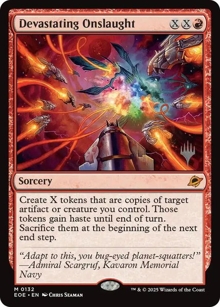 Devastating Onslaught trading card from Promo Pack: Edge of Eternities Devastating Onslaught - Promo Pack: Edge of Eternities Magic: The Gathering trading card