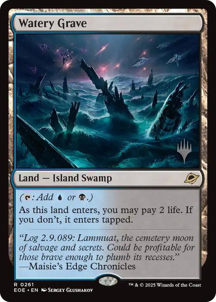 Watery Grave trading card from Promo Pack: Edge of Eternities Watery Grave - Promo Pack: Edge of Eternities Magic: The Gathering trading card