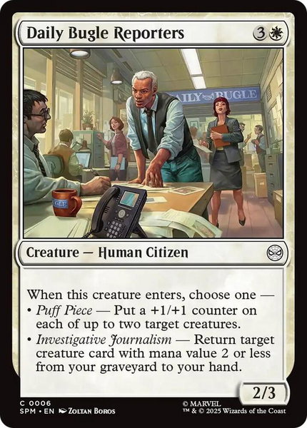 Daily Bugle Reporters trading card from Marvel's Spider-Man Daily Bugle Reporters - Marvel's Spider-Man Magic: The Gathering trading card