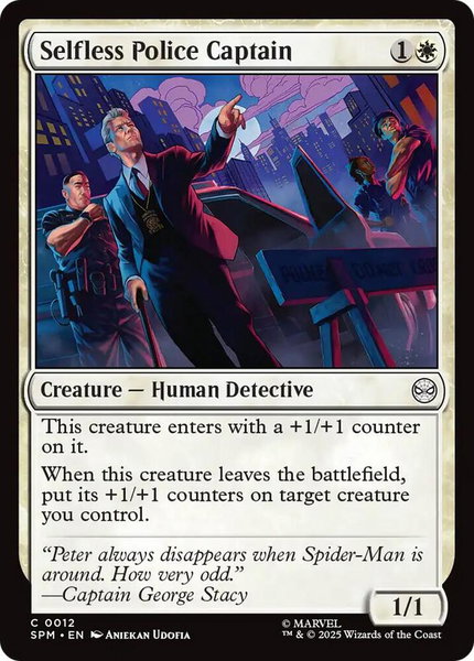 Selfless Police Captain trading card from Marvel's Spider-Man Selfless Police Captain - Marvel's Spider-Man Magic: The Gathering trading card