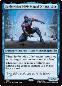 Spider-Man 2099, Miguel O'Hara - Marvel's Spider-Man: Eternal-Legal (SPE) #8 - Mythic Rare Magic: The Gathering Trading Card