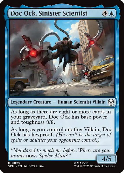 Doc Ock, Sinister Scientist trading card from Marvel's Spider-Man Doc Ock, Sinister Scientist - Marvel's Spider-Man Magic: The Gathering trading card