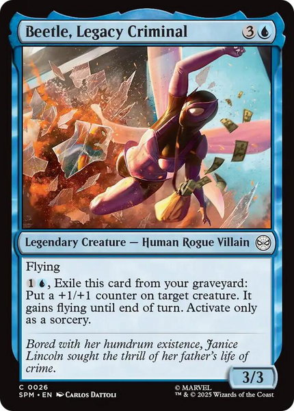 Beetle, Legacy Criminal trading card from Marvel's Spider-Man Beetle, Legacy Criminal - Marvel's Spider-Man Magic: The Gathering trading card