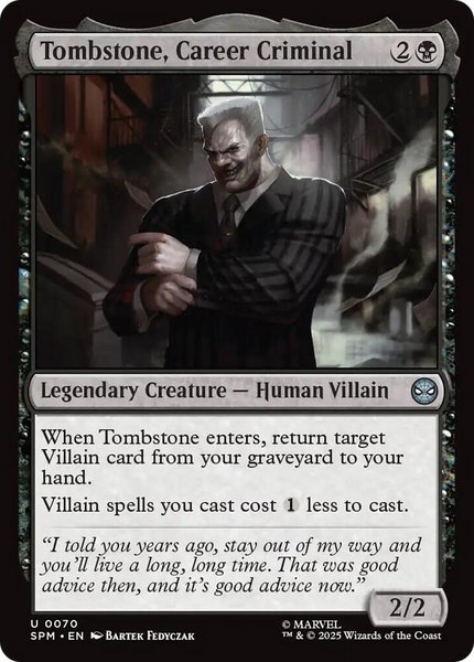 Tombstone, Career Criminal trading card from Marvel's Spider-Man Tombstone, Career Criminal - Marvel's Spider-Man Magic: The Gathering trading card