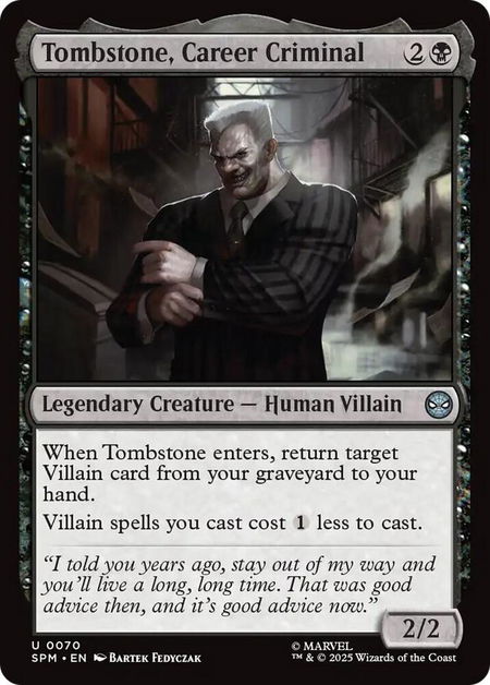 Tombstone, Career Criminal - Marvel's Spider-Man Magic: The Gathering trading card