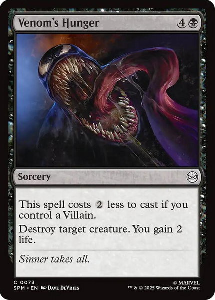 Venom's Hunger trading card from Marvel's Spider-Man Venom's Hunger - Marvel's Spider-Man Magic: The Gathering trading card