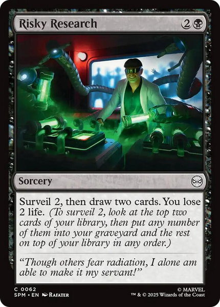Risky Research trading card from Marvel's Spider-Man Risky Research - Marvel's Spider-Man Magic: The Gathering trading card