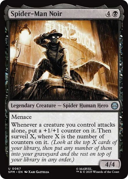 Spider-Man Noir trading card from Marvel's Spider-Man Spider-Man Noir - Marvel's Spider-Man Magic: The Gathering trading card