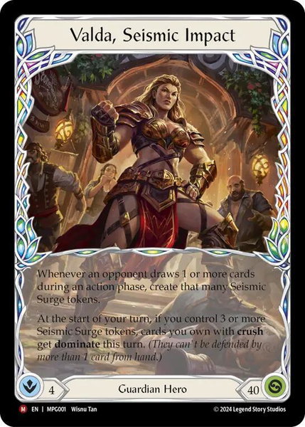 Valda, Seismic Impact trading card from Mastery Pack Guardian Valda, Seismic Impact - Mastery Pack Guardian Flesh and Blood trading card