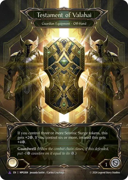 Testament of Valahai (Marvel) trading card from Mastery Pack Guardian Testament of Valahai (Marvel) - Mastery Pack Guardian Flesh and Blood trading card