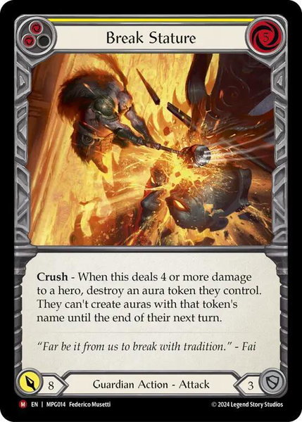 Break Stature trading card from Mastery Pack Guardian Break Stature - Mastery Pack Guardian Flesh and Blood trading card