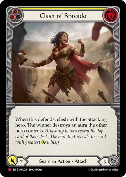 Clash of Bravado trading card from Mastery Pack Guardian Clash of Bravado - Mastery Pack Guardian Flesh and Blood trading card