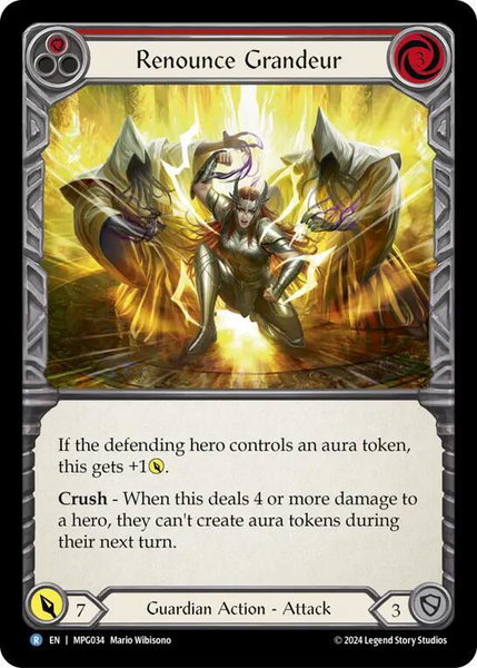 Renounce Grandeur trading card from Mastery Pack Guardian Renounce Grandeur - Mastery Pack Guardian Flesh and Blood trading card