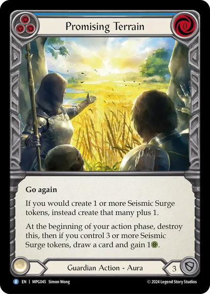 Promising Terrain trading card from Mastery Pack Guardian Promising Terrain - Mastery Pack Guardian Flesh and Blood trading card