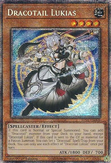 Dracotail Lukias (Starlight Rare) trading card from Justice Hunters Dracotail Lukias (Starlight Rare) - Justice Hunters YuGiOh trading card