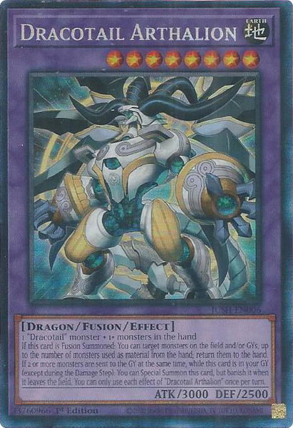 Dracotail Arthalion (CR) trading card from Justice Hunters Dracotail Arthalion (CR) - Justice Hunters YuGiOh trading card