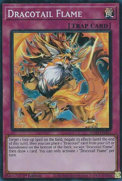 Dracotail Flame (Super Rare) trading card from Justice Hunters Dracotail Flame (Super Rare) - Justice Hunters YuGiOh trading card
