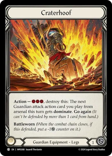 Craterhoof trading card from Mastery Pack Guardian Craterhoof - Mastery Pack Guardian Flesh and Blood trading card