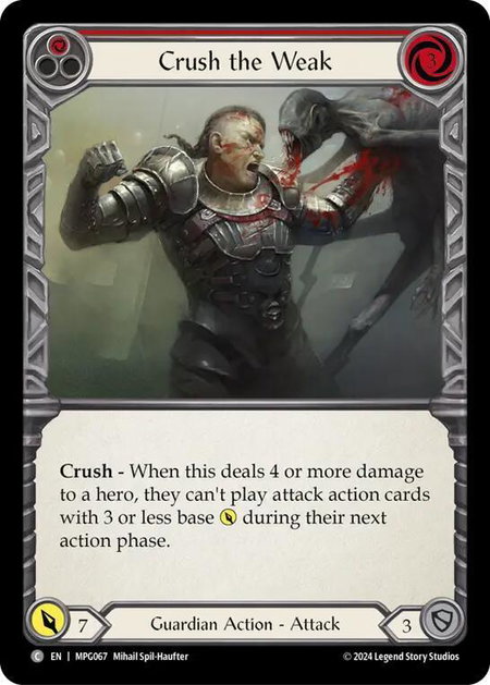 Crush the Weak (Red) trading card from Mastery Pack Guardian Crush the Weak (Red) - Mastery Pack Guardian Flesh and Blood trading card