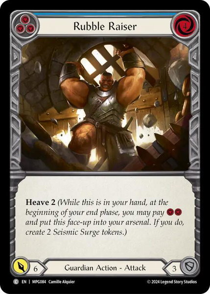 Rubble Raiser (Blue) trading card from Mastery Pack Guardian Rubble Raiser (Blue) - Mastery Pack Guardian Flesh and Blood trading card