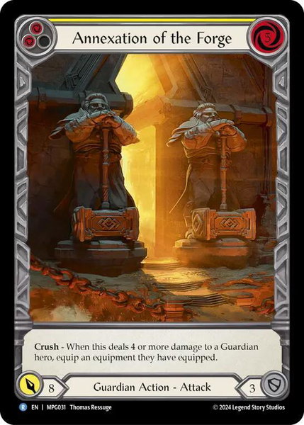 Annexation of the Forge (Extended Art) trading card from Mastery Pack Guardian Annexation of the Forge (Extended Art) - Mastery Pack Guardian Flesh and Blood trading card