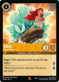 Ariel - Singing Mermaid - Fabled (9) #15/204 - Rare Disney Lorcana Trading Card