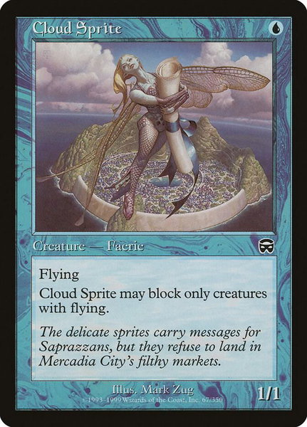 Cloud Sprite trading card from Mercadian Masques Cloud Sprite - Mercadian Masques Magic: The Gathering trading card