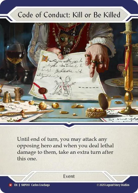 Code of Conduct: Kill or Be Killed trading card from Smash Palace Code of Conduct: Kill or Be Killed - Smash Palace Flesh and Blood trading card