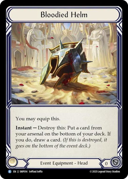 Bloodied Helm trading card from Smash Palace Bloodied Helm - Smash Palace Flesh and Blood trading card