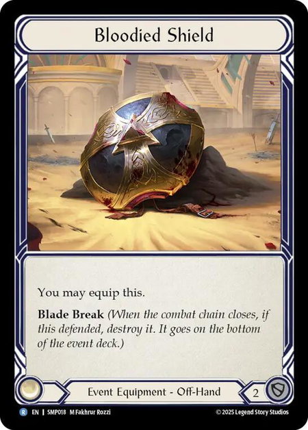 Bloodied Shield trading card from Smash Palace Bloodied Shield - Smash Palace Flesh and Blood trading card