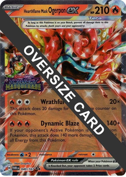 Hearthflame Mask Ogerpon ex (Twilight Masquerade Stamp) trading card from Jumbo Cards Hearthflame Mask Ogerpon ex (Twilight Masquerade Stamp) - Jumbo Cards Pokémon trading card