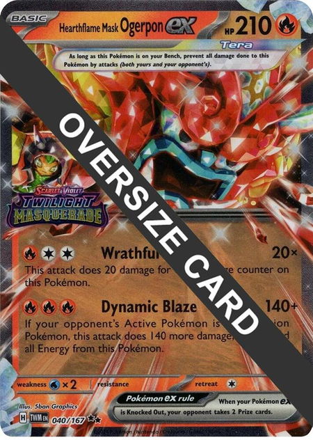Hearthflame Mask Ogerpon ex (Twilight Masquerade Stamp) - Jumbo Cards Pokémon trading card