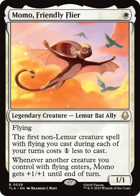 Momo, Friendly Flier - Avatar: The Last Airbender Magic: The Gathering trading card