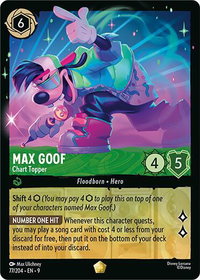 Max Goof - Chart Topper - Fabled (9) #77/204 - Legendary Disney Lorcana Trading Card