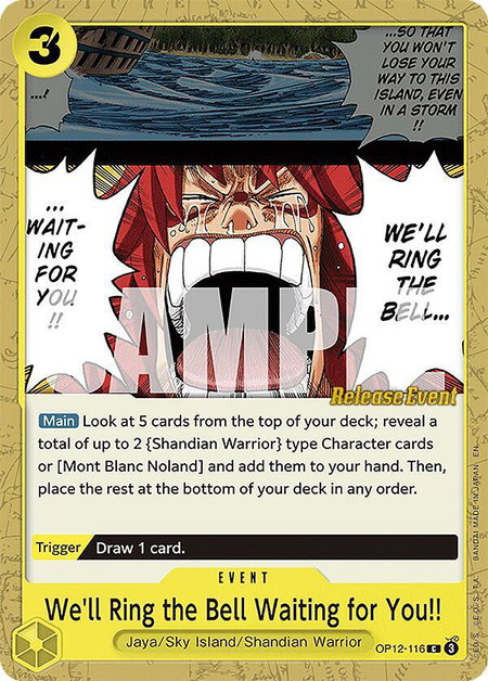 We'll Ring the Bell Waiting for You!! trading card from Legacy of the Master Release Event Cards We'll Ring the Bell Waiting for You!! - Legacy of the Master Release Event Cards One Piece trading card