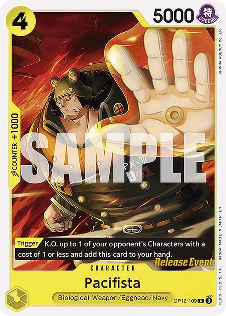 Pacifista trading card from Legacy of the Master Release Event Cards Pacifista - Legacy of the Master Release Event Cards One Piece trading card