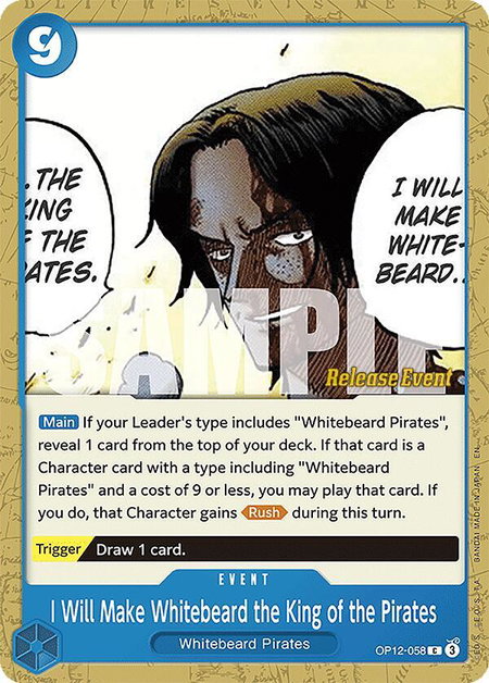 I Will Make Whitebeard the King of the Pirates trading card from Legacy of the Master Release Event Cards I Will Make Whitebeard the King of the Pirates - Legacy of the Master Release Event Cards One Piece trading card