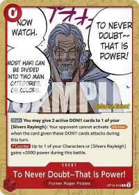 To Never Doubt--That Is Power! - Legacy of the Master Release Event Cards (OP12 RE) #OP12-016 - Common One Piece Trading Card