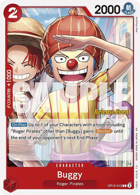 Buggy (012) trading card from Legacy of the Master Release Event Cards Buggy (012) - Legacy of the Master Release Event Cards One Piece trading card