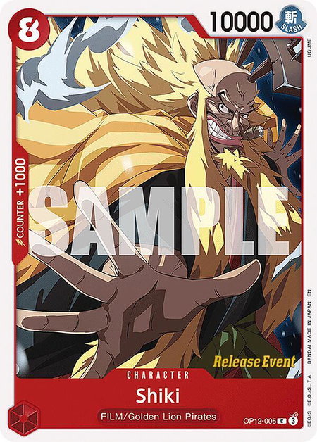 Shiki trading card from Legacy of the Master Release Event Cards Shiki - Legacy of the Master Release Event Cards One Piece trading card