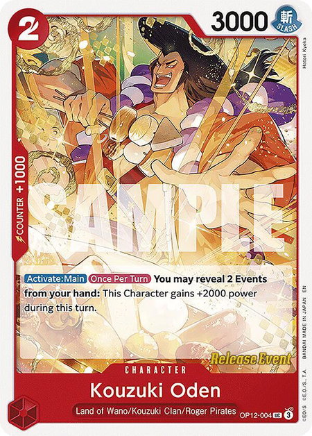 Kouzuki Oden trading card from Legacy of the Master Release Event Cards Kouzuki Oden - Legacy of the Master Release Event Cards One Piece trading card
