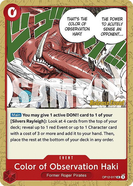 Color of Observation Haki trading card from Legacy of the Master Release Event Cards Color of Observation Haki - Legacy of the Master Release Event Cards One Piece trading card