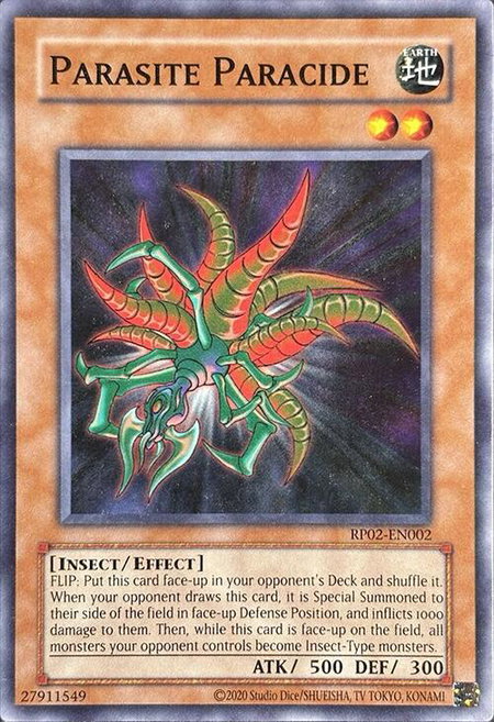 Parasite Paracide trading card from Retro Pack 2 (2020 Date Reprint) Parasite Paracide - Retro Pack 2 (2020 Date Reprint) YuGiOh trading card
