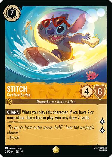 Stitch - Carefree Surfer - Fabled Disney Lorcana trading card