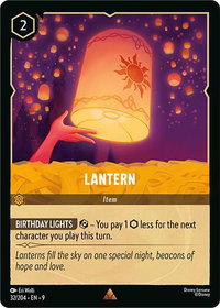 Lantern - Fabled (9) #32/204 - Rare Disney Lorcana Trading Card