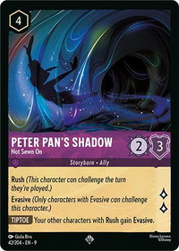 Peter Pan's Shadow - Not Sewn On - Fabled (9) #42/204 - Super Rare Disney Lorcana Trading Card