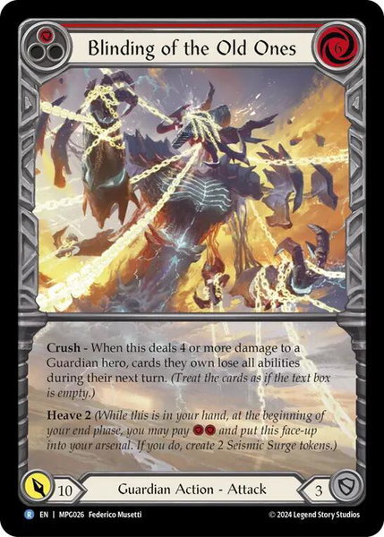 Blinding of the Old Ones (Extended Art) trading card from Mastery Pack Guardian Blinding of the Old Ones (Extended Art) - Mastery Pack Guardian Flesh and Blood trading card