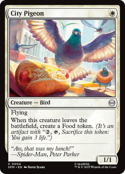 City Pigeon trading card from Marvel's Spider-Man City Pigeon - Marvel's Spider-Man Magic: The Gathering trading card