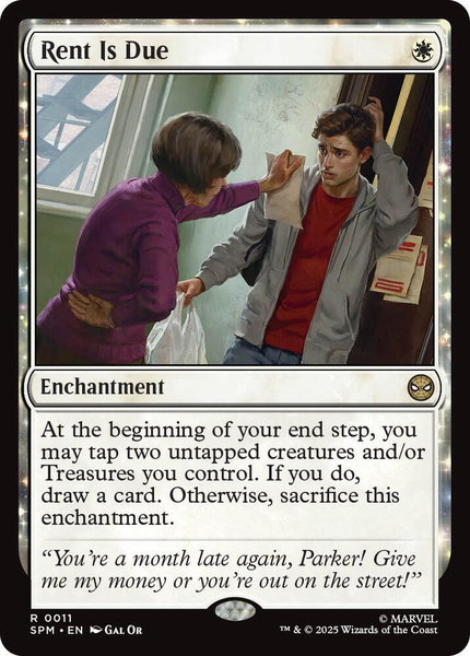Rent Is Due trading card from Marvel's Spider-Man Rent Is Due - Marvel's Spider-Man Magic: The Gathering trading card