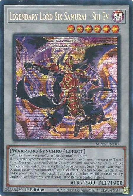 Legendary Lord Six Samurai - Shi En - 2025 Mega-Pack YuGiOh trading card